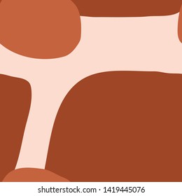 Abstract seamless pattern with organic shapes in warm earthy colors - brown, orange, terracotta, pastel pink. Trendy and stylish wallpaper, textile, branding and packaging design, modern wall art.