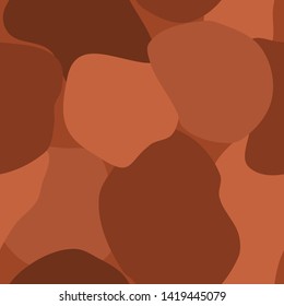 Abstract seamless pattern with organic shapes in warm earthy colors - brown, orange, terracotta, pastel pink. Trendy and stylish wallpaper, textile, branding and packaging design, modern wall art.