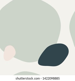 Abstract seamless pattern with organic shapes in mint, light green, dark teal and pastel pink. Trendy and stylish wallpaper, textile, branding and packaging design, modern wall art.