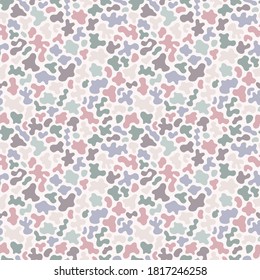 Abstract seamless pattern with organic shapes. Stylish vector texture with smooth blots, colorful spots, fluid forms. Simple modern background in pastel colors. Memphis style design for print, decor