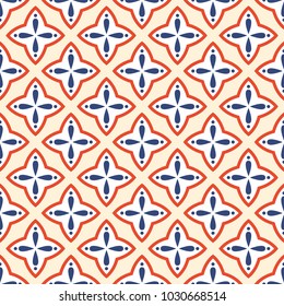 Abstract seamless pattern in oriental style. Repeating geometric ornament. Vector color background.