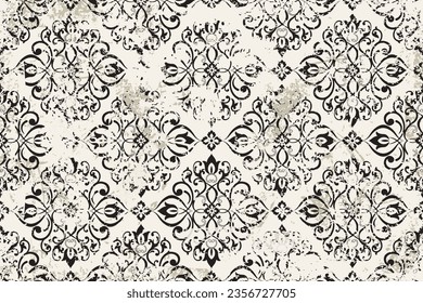 Abstract  seamless pattern in oriental style with an effect of attrition. Vector shabby floral carpet. Vintage background for ceramic tile, wallpaper, linoleum, textile, rug, web page