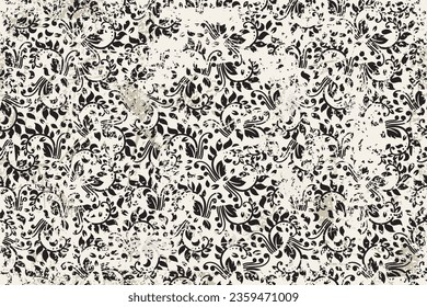 Abstract  seamless pattern in oriental style with an effect of attrition. Vector shabby floral carpet. Vintage pattern for ceramic tile, wallpaper, linoleum, textile, rug, web page