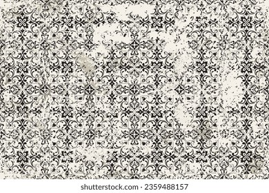 Abstract  seamless pattern in oriental style with an effect of attrition. Vector shabby floral carpet. Vintage pattern for ceramic tile, wallpaper, linoleum, textile, rug, web page