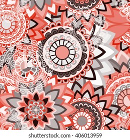 Abstract seamless pattern ornament. Mandala repeat pattern.. Seamless pattern can be used for wallpaper, pattern fills, textile, fabric, wrapping, surface textures for design. Vector illustration.