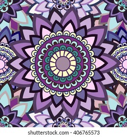 Abstract seamless pattern ornament. Mandala repeat pattern. Vintage background. Vector illustration.