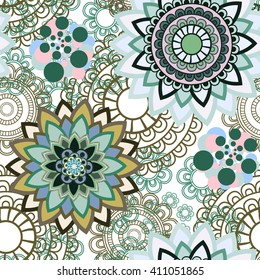 Abstract seamless pattern ornament. Mandala repeat pattern. Vintage background.  Vector illustration.
