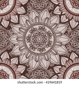 Abstract seamless pattern ornament. Mandala repeat pattern. Vintage background. Seamless pattern can be used for wallpaper, pattern fills, textile, fabric, wrapping, surface textures for design.
