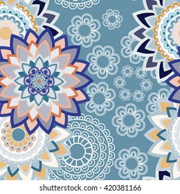 Abstract seamless pattern ornament. Mandala repeat pattern. Vintage background. Seamless pattern can be used for wallpaper, pattern fills, textile, fabric, wrapping, surface textures for design.