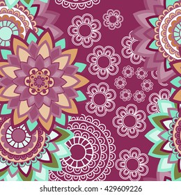 Abstract seamless pattern ornament. Mandala repeat pattern. Vintage background. Seamless pattern can be used for wallpaper, pattern fills, textile, fabric, wrapping, surface textures for design