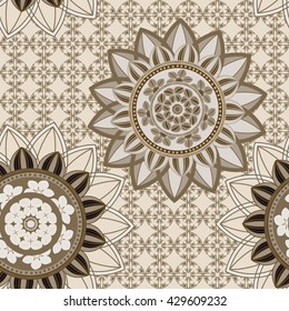 Abstract seamless pattern ornament. Mandala repeat pattern. Vintage background. Seamless pattern can be used for wallpaper, pattern fills, textile, fabric, wrapping, surface textures for design