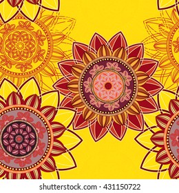 Abstract seamless pattern ornament. Mandala repeat pattern. Vintage background. Seamless pattern can be used for wallpaper, pattern fills, textile, fabric, wrapping, surface textures for design.