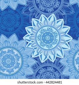 Abstract seamless pattern ornament. Mandala repeat pattern. Vintage background. Seamless pattern can be used for wallpaper, pattern fills, textile, fabric, wrapping, surface textures for design. 