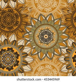 Abstract seamless pattern ornament. Mandala repeat pattern. Vintage background. Seamless pattern can be used for wallpaper, pattern fills, textile, fabric, wrapping, surface textures for design.