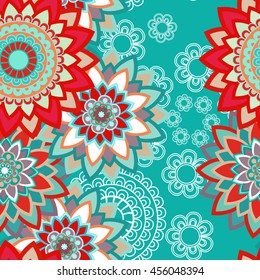 Abstract seamless pattern ornament. Mandala repeat pattern. Vintage background. Vector illustration.