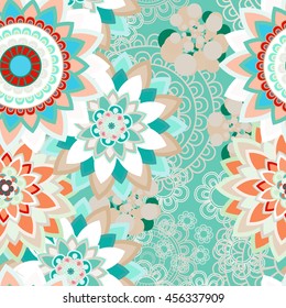 Abstract seamless pattern ornament. Mandala repeat pattern. Vintage background. Vector illustration.