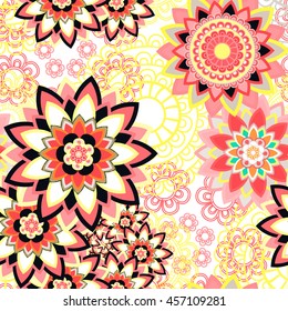 Abstract seamless pattern ornament. Mandala repeat pattern. Vintage background. Vector illustration.