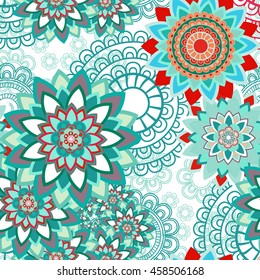 Abstract seamless pattern ornament. Mandala repeat pattern. Vintage background. Vector illustration.