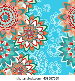 Abstract seamless pattern ornament. Mandala repeat pattern. Vintage background. Vector illustration.