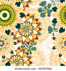 Abstract seamless pattern ornament. Mandala repeat pattern. Vintage background. Vector illustration.