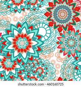 Abstract seamless pattern ornament. Mandala repeat pattern. Vintage background. Vector illustration.
