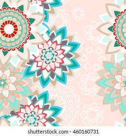 Abstract seamless pattern ornament. Mandala repeat pattern. Vintage background. Vector illustration.