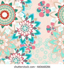 Abstract seamless pattern ornament. Mandala repeat pattern. Vintage background. Vector illustration.