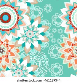 Abstract seamless pattern ornament. Mandala repeat pattern. Vintage background. Vector illustration.