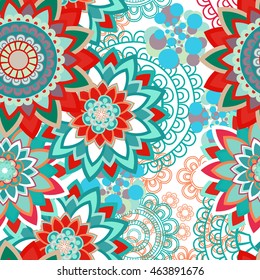 Abstract seamless pattern ornament. Mandala repeat pattern. Vintage background. Vector illustration.