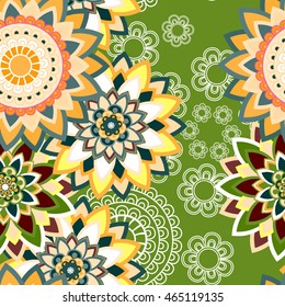 Abstract seamless pattern ornament. Mandala repeat pattern. Vintage background. Vector illustration.