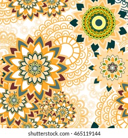 Abstract seamless pattern ornament. Mandala repeat pattern. Vintage background. Vector illustration.