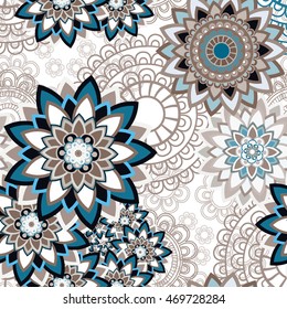 Abstract seamless pattern ornament. Mandala repeat pattern. Vintage background. Vector illustration.