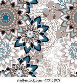 Abstract seamless pattern ornament. Mandala repeat pattern. Vintage background. Vector illustration.