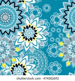 Abstract seamless pattern ornament. Mandala repeat pattern. Vintage background. Vector illustration.