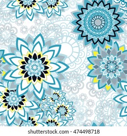 Abstract seamless pattern ornament. Mandala repeat pattern. Vintage background. Vector illustration.