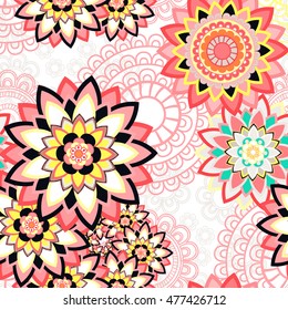 Abstract seamless pattern ornament. Mandala repeat pattern. Vintage background. Vector illustration.