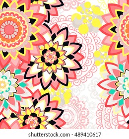 Abstract seamless pattern ornament. Mandala repeat pattern. Vintage background. Vector illustration.
