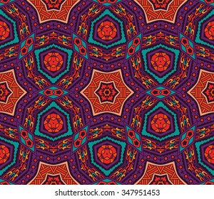 Abstract seamless pattern ornamental. Festive colorful background design. Geometrical Ethnic  Tribal  Print Ornament with stars