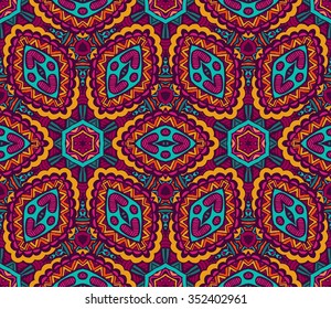 Abstract seamless pattern ornamental. Festive colorful background design. Geometrical Ethnic  Tribal  Print Ornament 