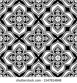 Abstract seamless pattern. Ornamental floral damask ornate background. Vector illustration.