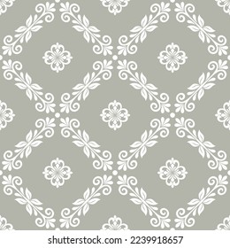 Resumen de un patrón impecable. Fondo ornamental de damasco floral ornamental. Ilustración vectorial.