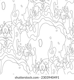 Abstract seamless pattern of outline graphicflames of a fluid fire. Vector repeated design
