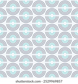 Abstract seamless pattern with outline semicircles. Abstract outline geometric shapes composition. Modern abstract design. Vector color illustration. Vector geometric shapes collection.