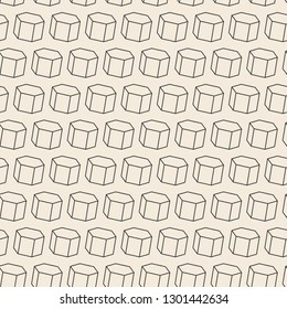 Abstract seamless pattern with outlined 3D hexagons. Monochrome geometrical background. EPS10.