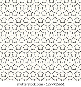 Abstract seamless pattern with outlined hand drawn stars. Monochrome geometrical simple background. EPS10.