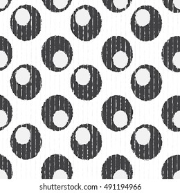 Abstract seamless pattern from ovals with black and white colors. Vector illustration.Modern graphic design