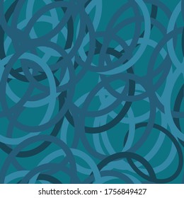 Abstract seamless pattern with ovals on a blue background.
