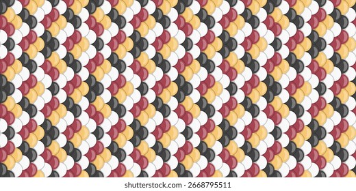 Abstract seamless pattern of overlapping colorful circles in a diagonal arrangement.  Ideal for textile designs, website backgrounds, or decorative projects.