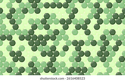 Abstract seamless pattern of overlapping green circles.  A calming, geometric design perfect for backgrounds, textiles, or website designs.  Evokes nature, growth, or technology.