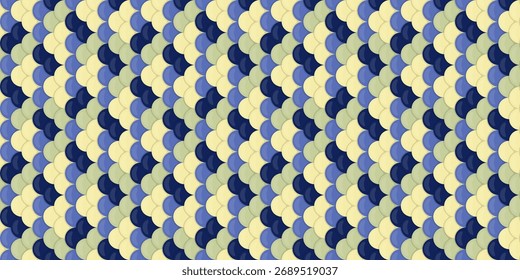 Abstrato padrão sem emenda com sobreposição pastel azul, amarelo, e escamas navais.  Ideal para design têxtil, fundos de site ou qualquer projeto que precise de um visual sofisticado e texturizado.